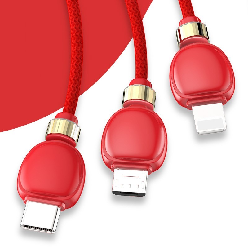 Creative Lantern 3-in-1 Charging Cable – Apple, Android & Type-C, 1.2m, 3A