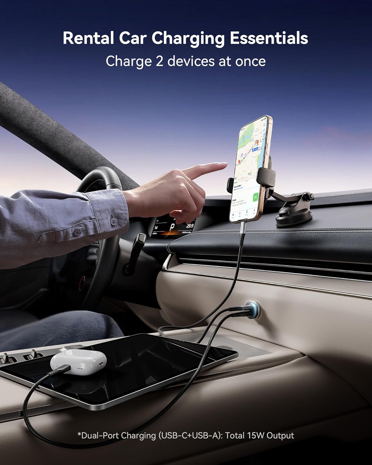 INIU 60W Car Charger – USB Cigarette Lighter Adapter + 1m 100W USB-C Cable Mobile Arcade Ltd