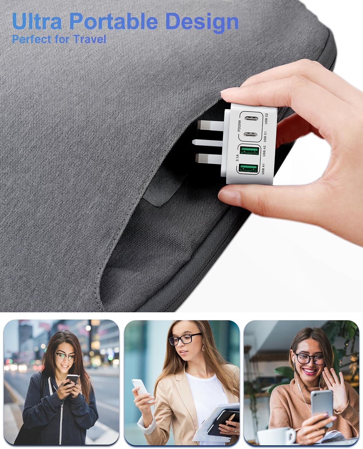 40W USB C Plug Fast Charger, 4-Port Multi USB Charger for iPhone, Samsung, iPad. Mobile Arcade Ltd