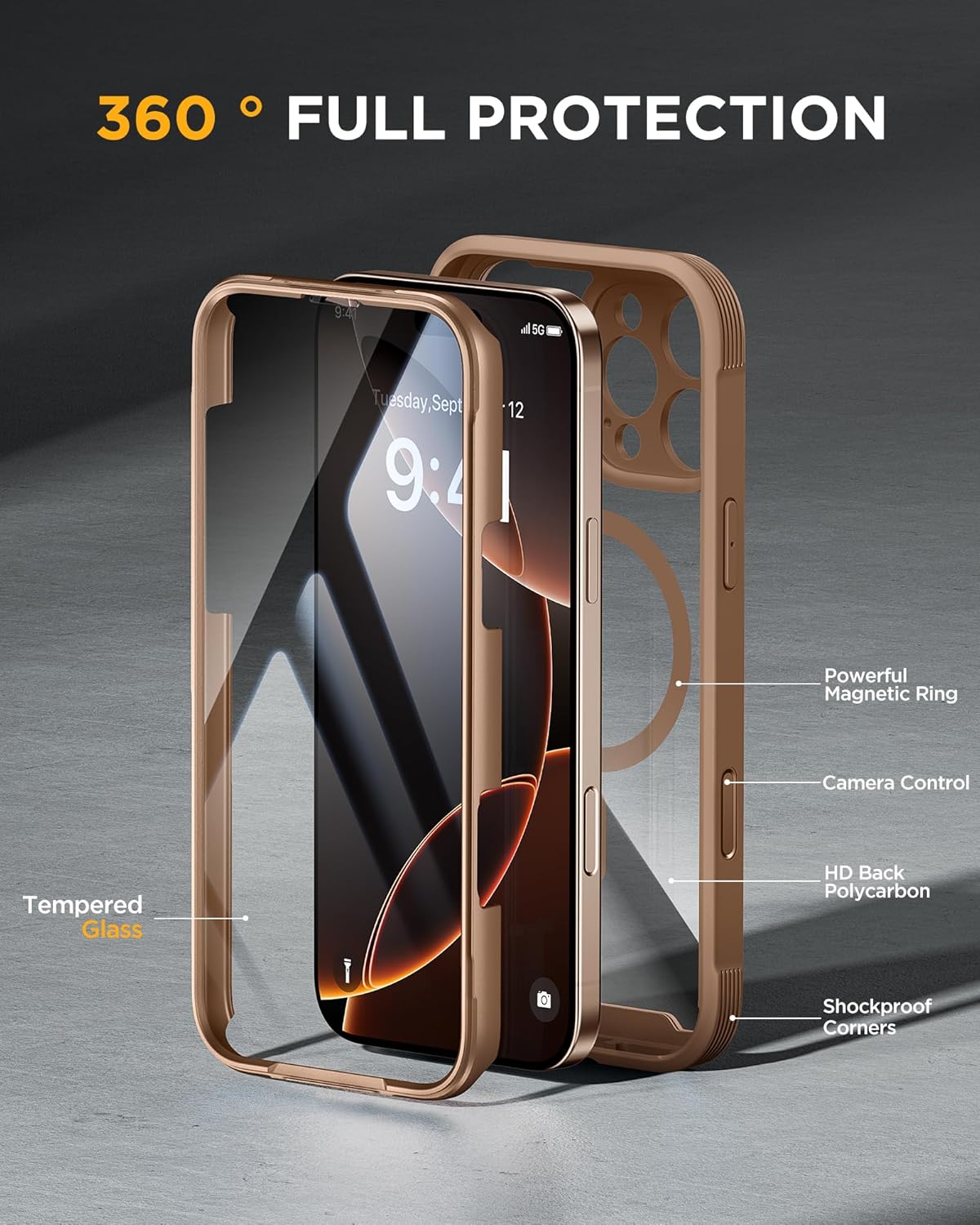 Miracase Magnetic iPhone 16 Pro Max Case 6.9" w/ Glass + MagSafe - Titanium Mobile Arcade Ltd