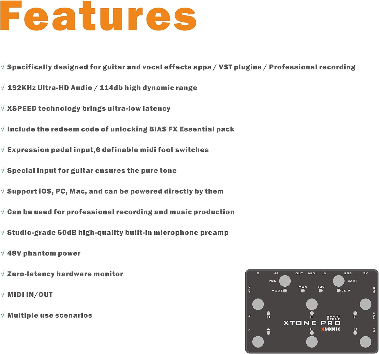 XSONIC Xtone Pro Audio Interface 192kHz USB for iOS Mac Windows Home Studio Mobile Arcade Ltd