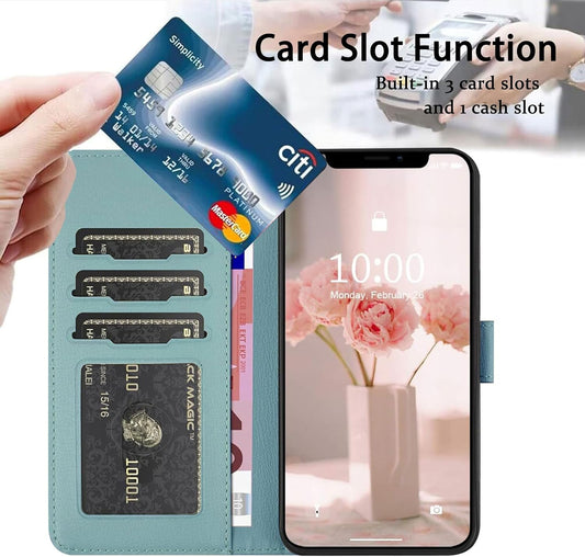 iPhone 13 Wallet Case Green Cat Design Flip PU Leather Card Holder Cover Mobile Arcade Ltd