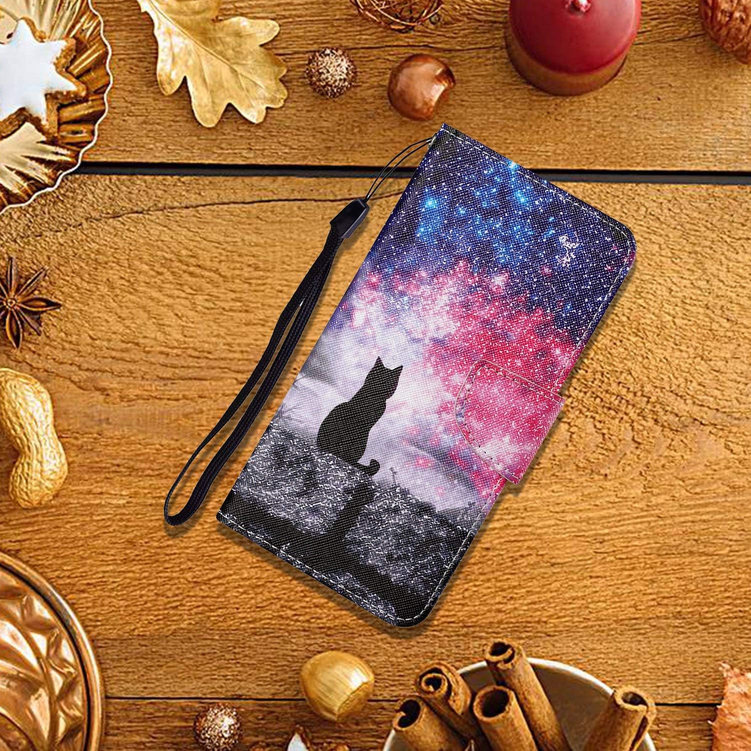 iPhone 14 Wallet Case Cat Star Pattern PU Leather Flip Magnetic Cover Mobile Arcade Ltd