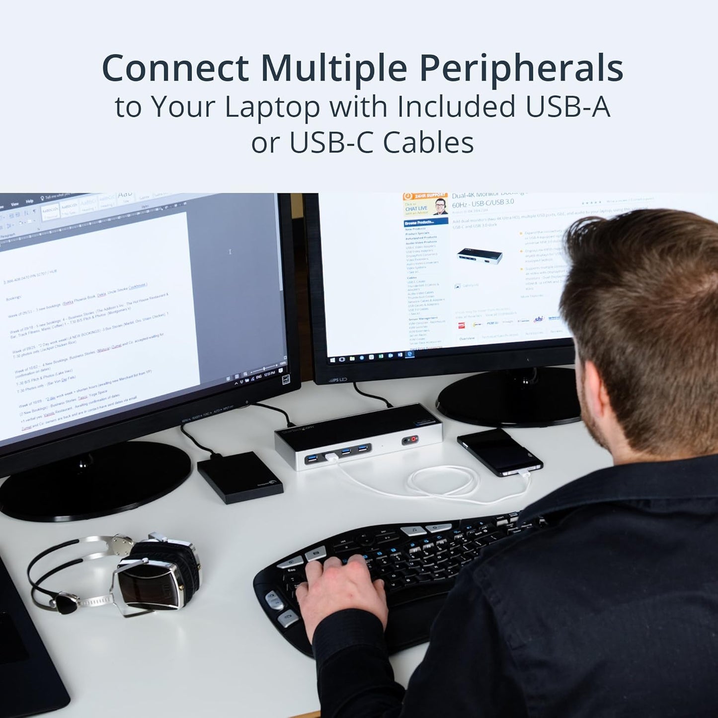 Dual 4K Docking Station – USB-C & USB-A, HDMI/DP, 6 USB Ports, Mac & Windows Mobile Arcade Ltd