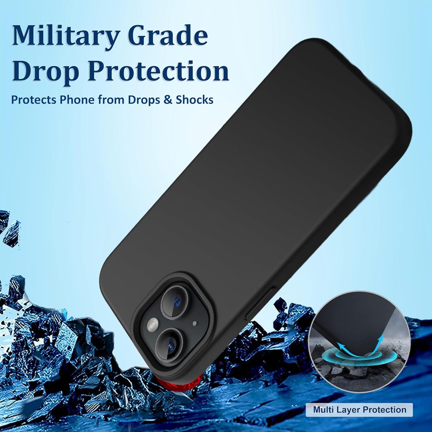 iPhone 13 Case Black Gel Rubber Shockproof Full Body Drop Protection Cover Mobile Arcade Ltd