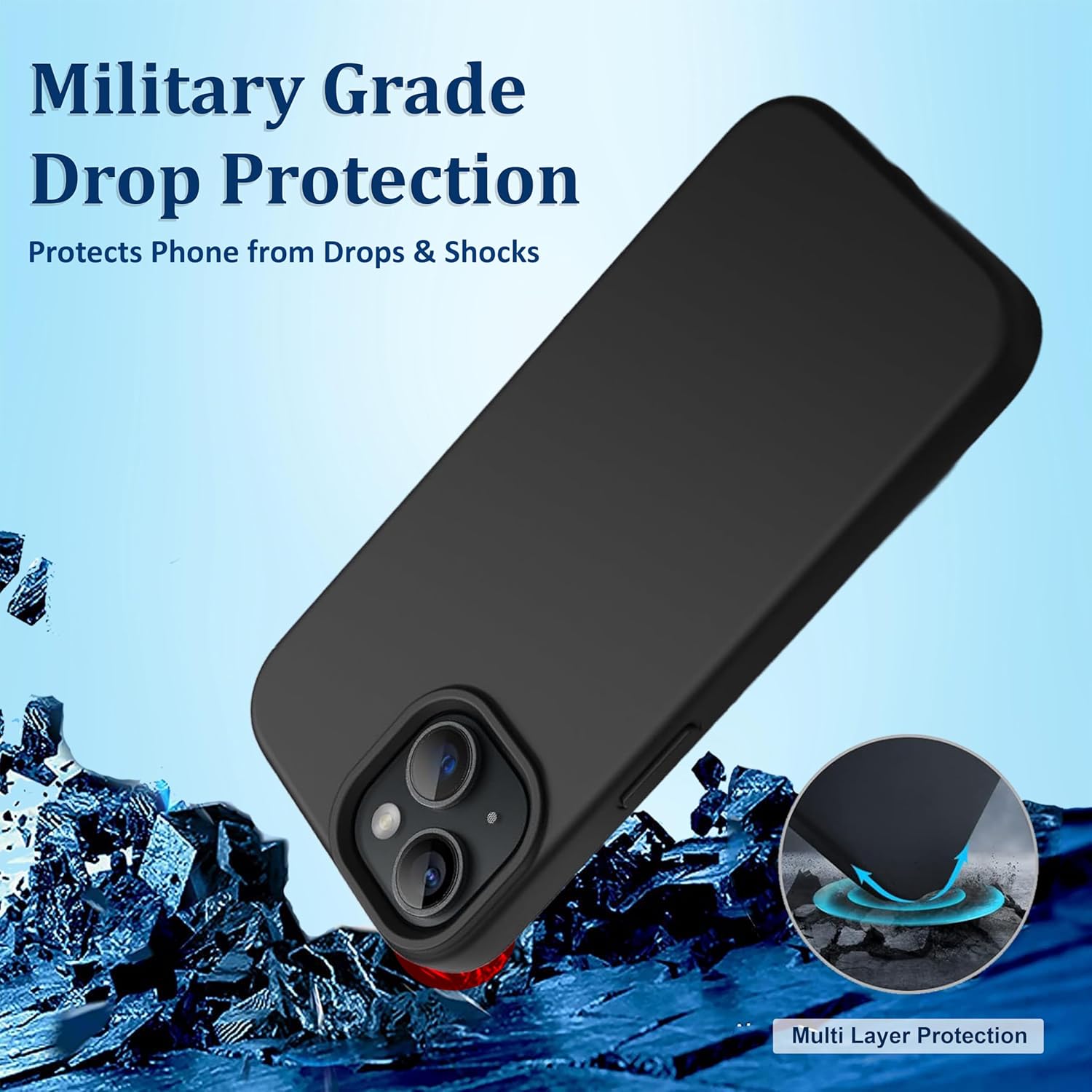 iPhone 13 Case Black Gel Rubber Shockproof Full Body Drop Protection Cover Mobile Arcade Ltd