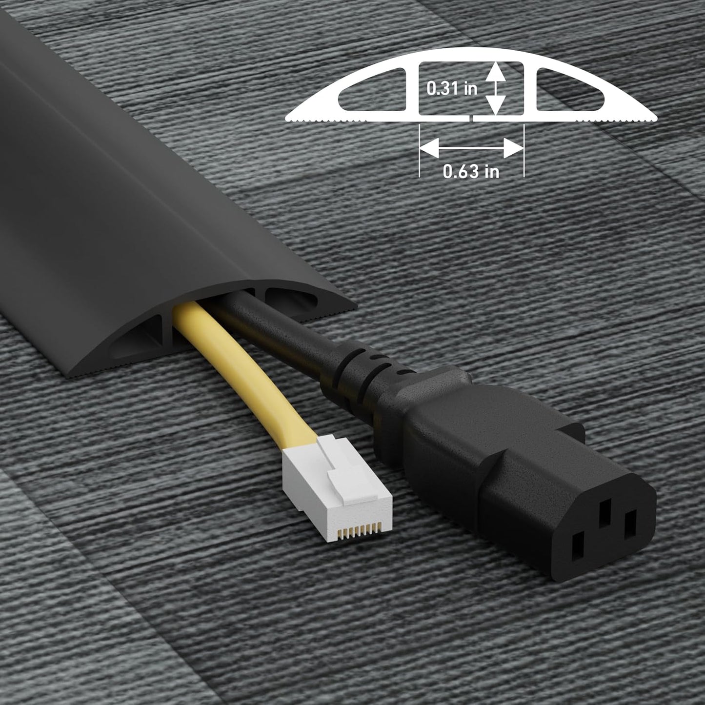 Floor Cable Protector 1.8M Cord Cover Anti Slip Wire Protector Black PVC Mobile Arcade Ltd