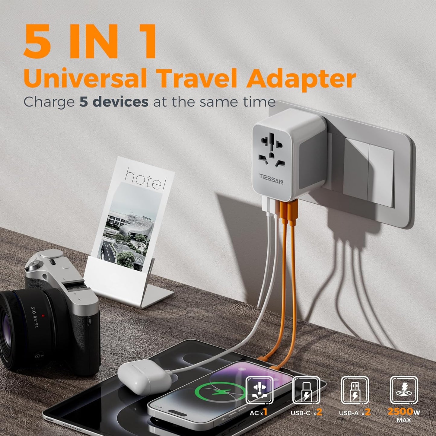 TESSAN Universal Travel Adapter – 2 USB-C & 2 USB-A, UK to Worldwide Plug Mobile Arcade Ltd