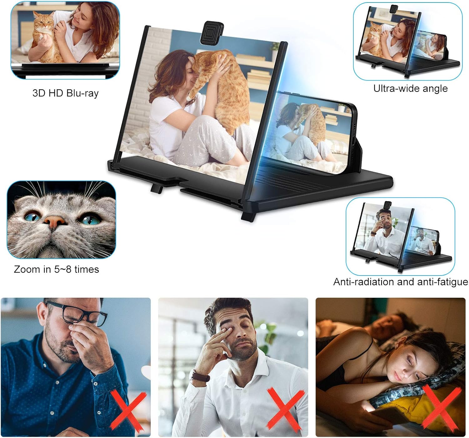 12/14 Inch 3D HD Foldable Phone Screen Magnifier – Portable Blu-ray Projector Mobile Arcade Ltd