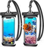 2-Pack IPX8 Waterproof Phone Pouch, Universal Dry Bag for iPhone & Samsung, Black