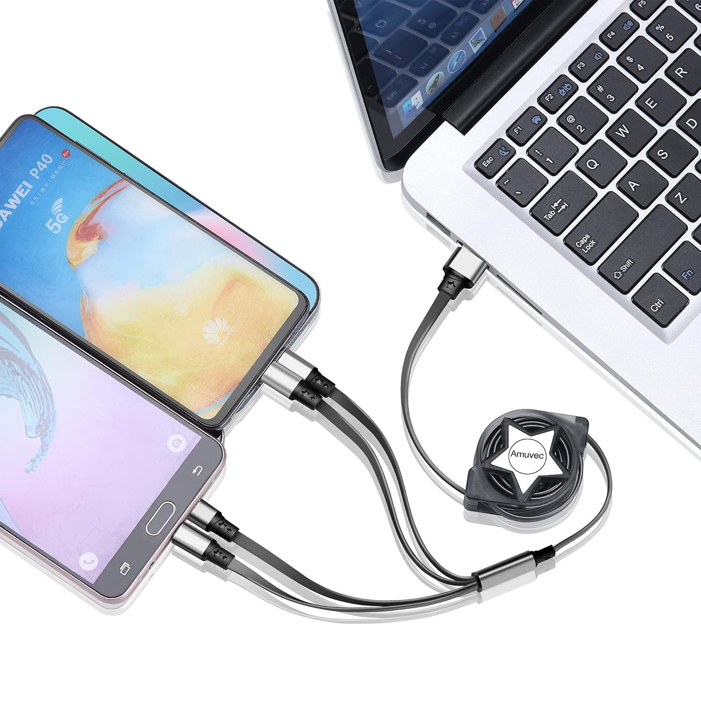 Multi 4 in 1 Retractable Charging Cable - 1m, Fast Phone Charger Cables, Type C Mobile Arcade Ltd