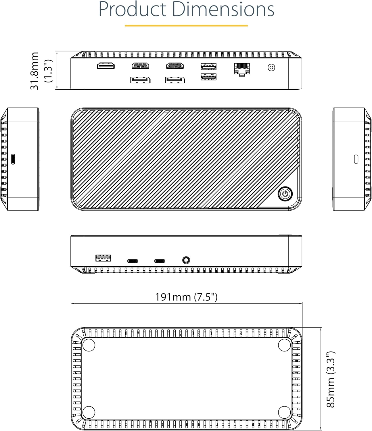 Triple Monitor USB-C Dock – 3x 4K HDMI/DP, 100W PD, 5 USB Ports, Mac/Windows Mobile Arcade Ltd