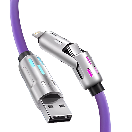 4-in-1 Rotating USB Charger Cable – 240W Fast Charge Type-C Silicone Lead 1.2m Mobile Arcade Ltd
