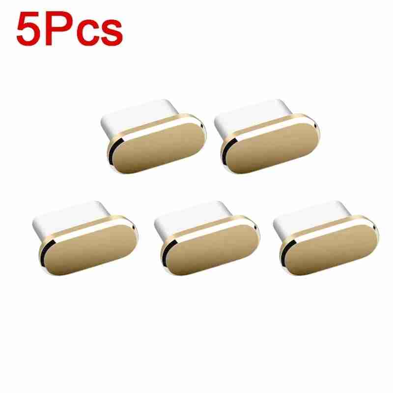 5PCS Type-C Metal Dust Plugs | Universal Charging Port Anti-Dust Stoppers Mobile Arcade Ltd
