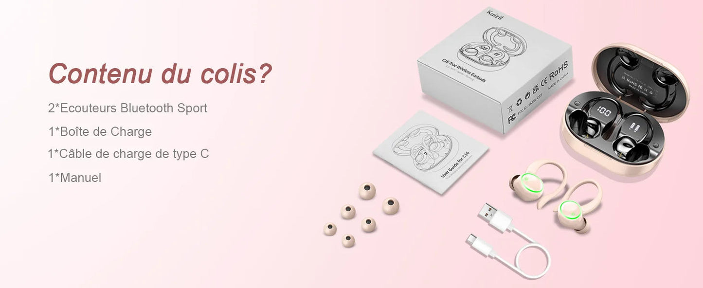 Wireless Sports Earbuds Bluetooth 5.3 with 4 ENC Mics, IPX7, 50H Playback Mobile Arcade Ltd