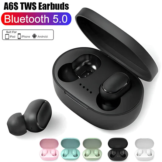 A6S TWS Wireless Bluetooth Earphones with Mic & Noise Cancelling – Black