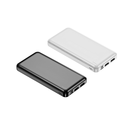 Large Capacity Mobile Power Bank – Multi-Port Output, Slim Design (Black/White)
