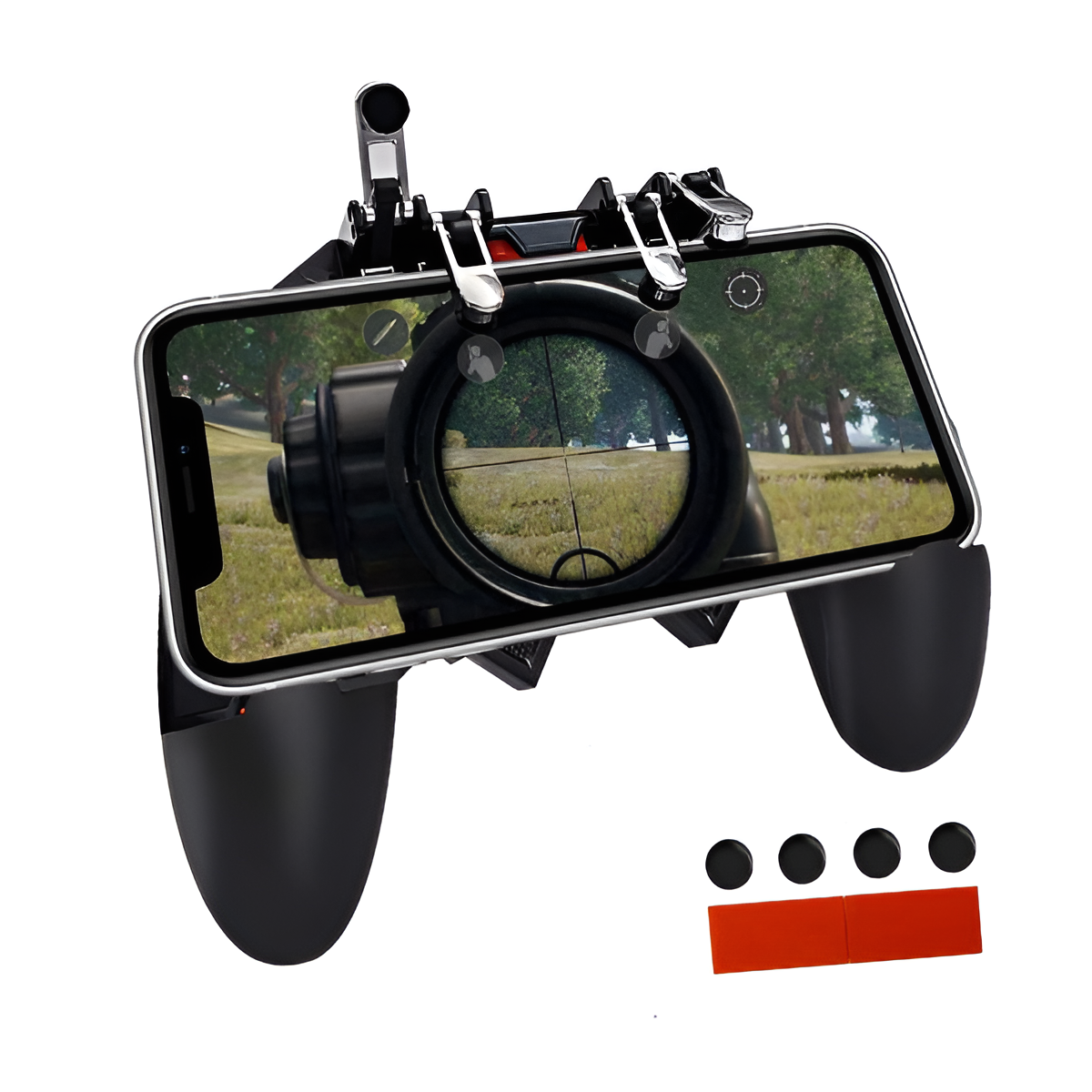 Ozkak Mobile Game Controller with 4 Triggers – 6-Finger Grip for iOS Android