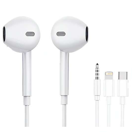 Original Wired Earphones for iPhone iPad – Lightning, USB-C & 3.5mm Jack