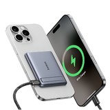 Baseus MagSafe 5000mAh Power Bank – Qi2 15W Fast Charger with Kickstand, Grey