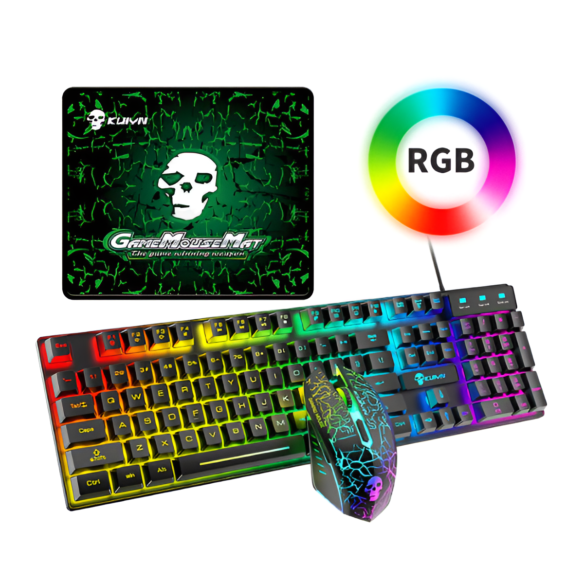 Kuiying T6RGB Luminous Keyboard & Mouse Set – RGB Backlit Gaming Combo
