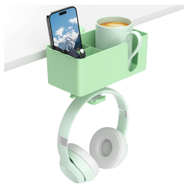 KDD 4-in-1 Desk Organiser – Under-Desk Cup Holder, Headphone Hook & Storage Mobile Arcade Ltd