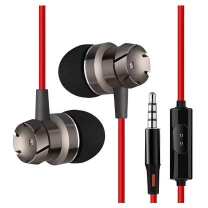 Metal Wired Earbuds with Mic – Super Bass, Noise Reduction, 3.5mm Jack Mobile Arcade Ltd