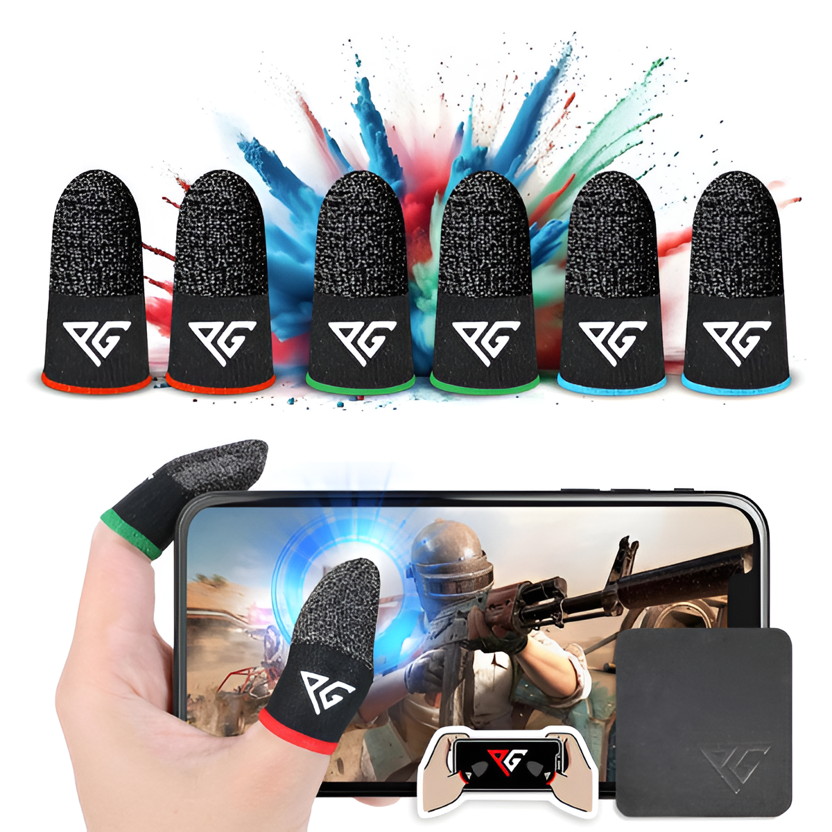 Progameplays Gaming Finger Sleeves 3 Pairs – Carbon Silver Fibre – Standard