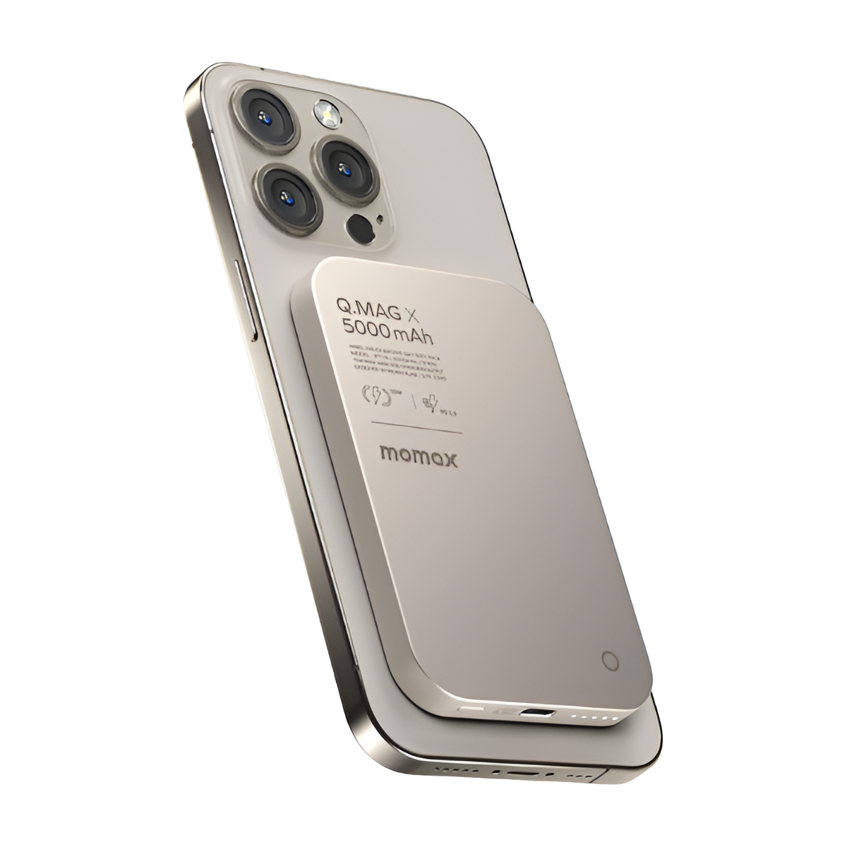 MOMAX 5000mAh Magnetic Power Bank – MagSafe, 20W Fast Charge, USB-C – iPhone