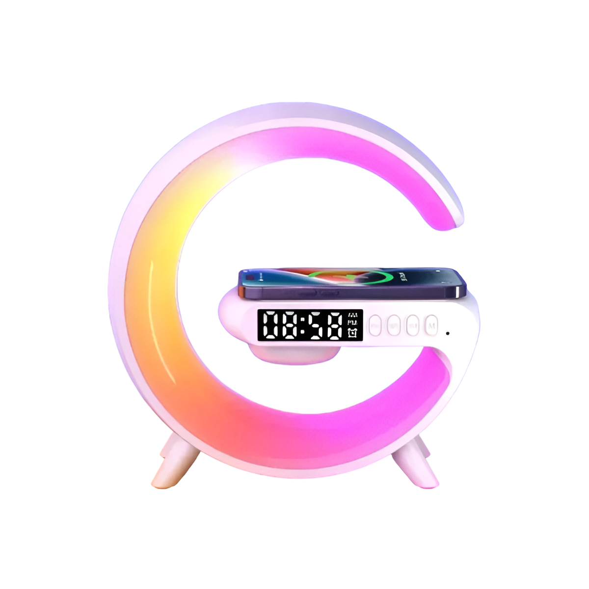 LED Smart G Lamp Bluetooth Speaker Wireless Charger RGB Alarm Clock Night Light Mobile Arcade Ltd
