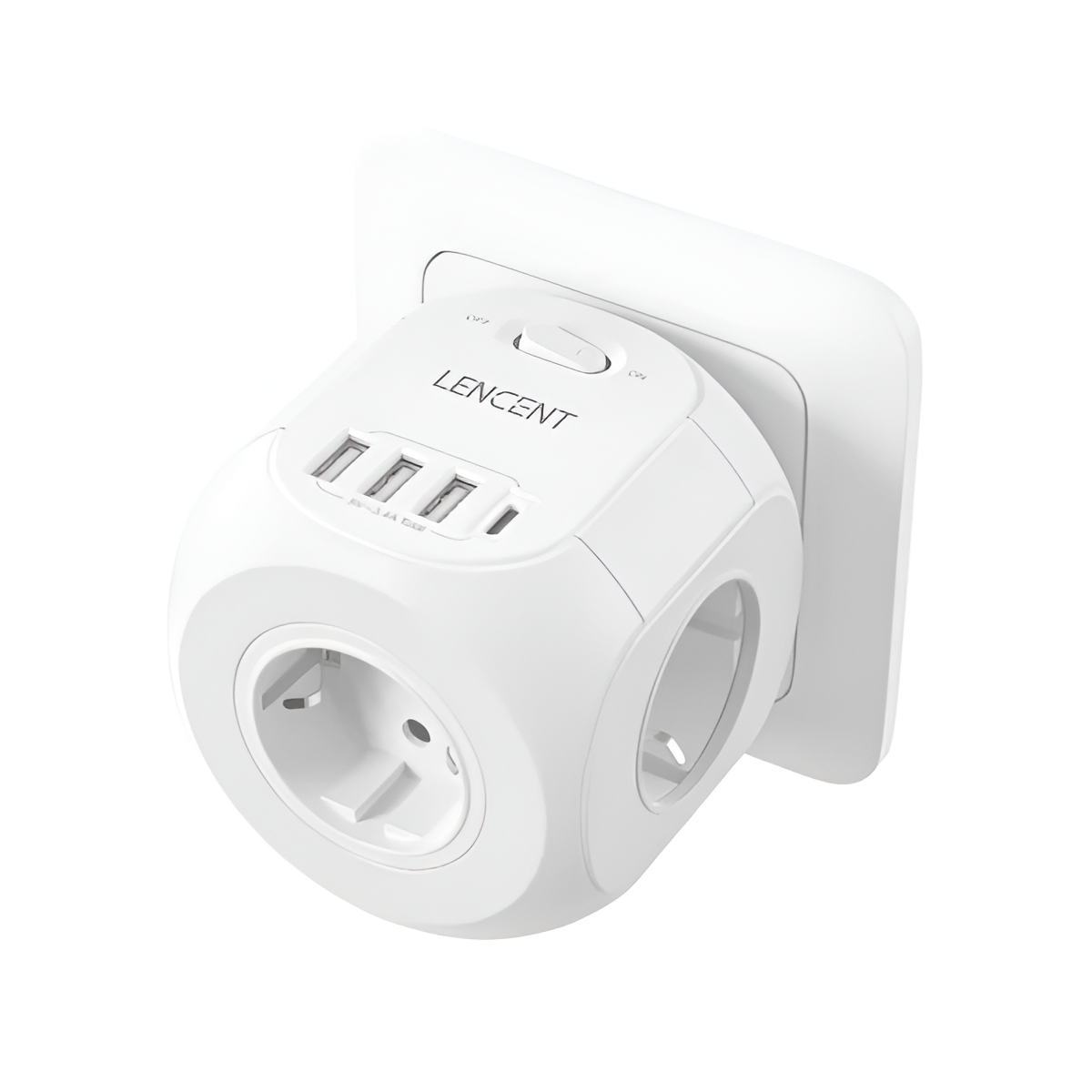 LENCENT 7-in-1 EU Wall Socket Extender with 3 USB, Type-C & AC Outlets Mobile Arcade Ltd