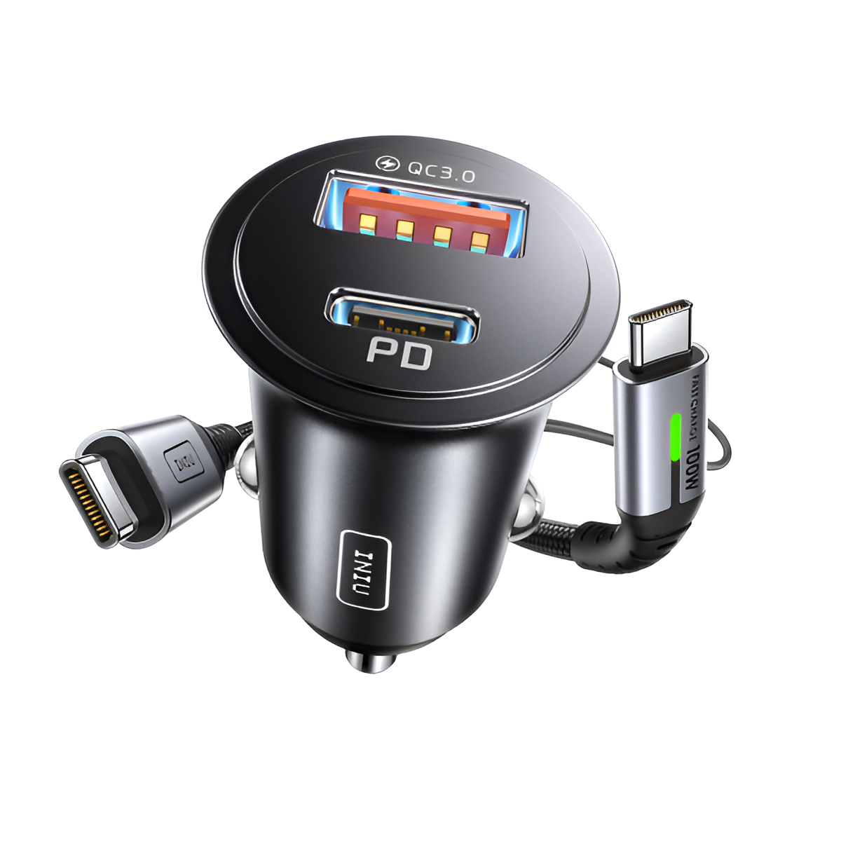 INIU 60W Car Charger – USB Cigarette Lighter Adapter + 1m 100W USB-C Cable Mobile Arcade Ltd