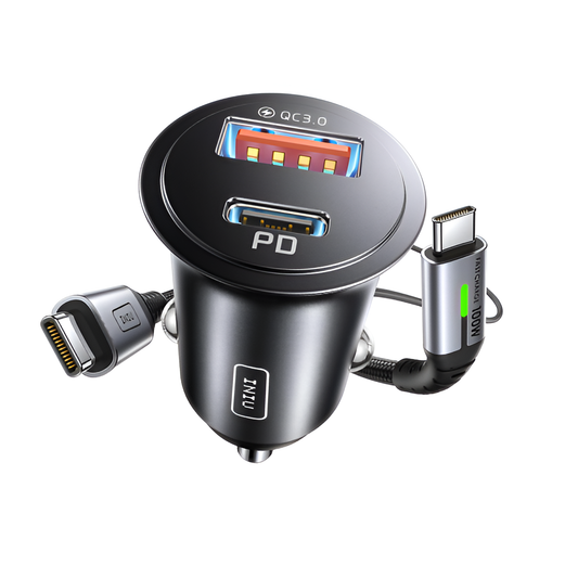 INIU 60W Car Charger – USB Cigarette Lighter Adapter + 1m 100W USB-C Cable Mobile Arcade Ltd