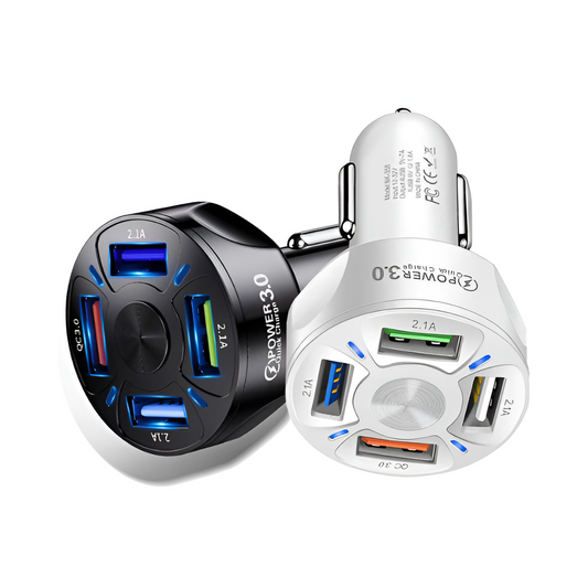 Fast Charge 4-Port Car Charger – One-for-Four Mobile Phone Charger for Cars