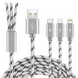 ASICEN 3-in-1 Multi Charging Cable [3M] – USB-C/Micro/Lightning, 3A Fast Charge