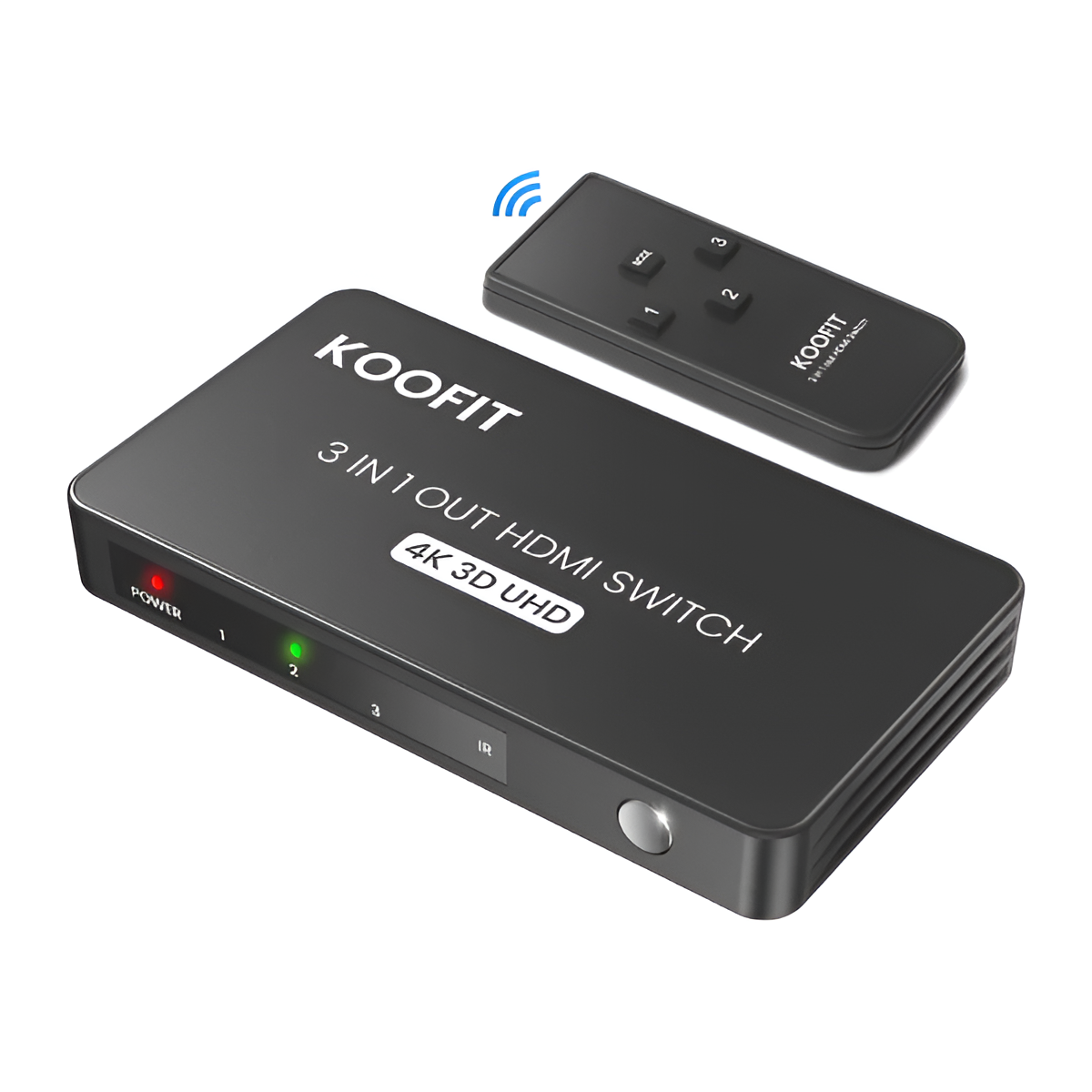 KOOFIT HDMI Switch 4K 3 In 1 Out with Remote – HDMI Splitter for TV, PS5, PC