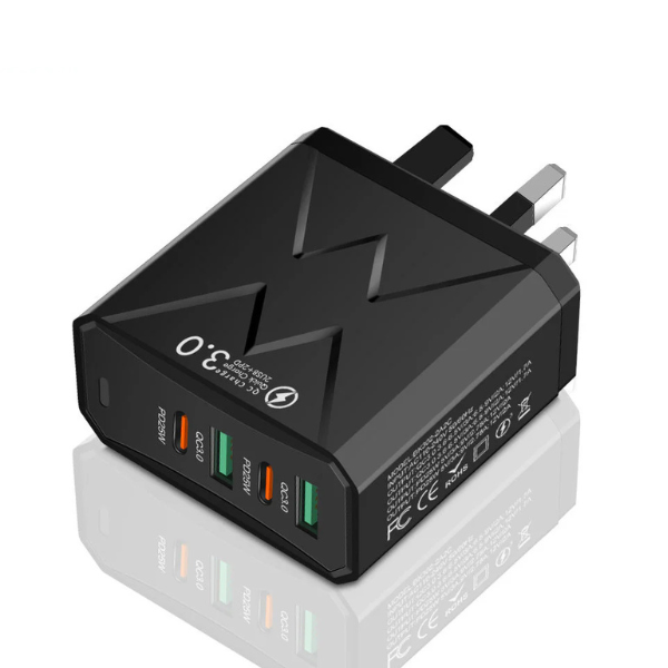 4-Port USB & PD Fast Charger – Mobile & Tablet, 2 USB + 2 PD, Multiple Colours Mobile Arcade Ltd