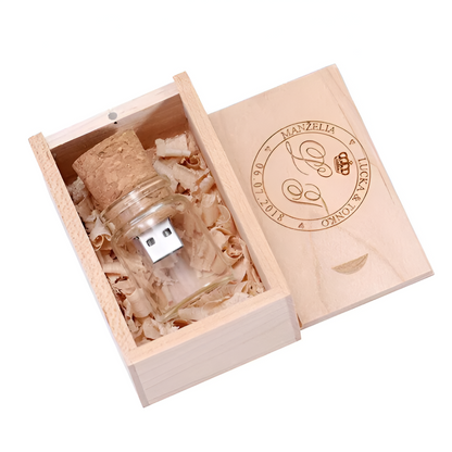 Wooden Wish Bottle USB Flash Drive – Gift USB Stick 2GB–64GB, Transparent Mobile Arcade Ltd