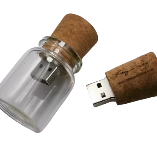 Wooden Wish Bottle USB Flash Drive – Gift USB Stick 2GB–64GB, Transparent