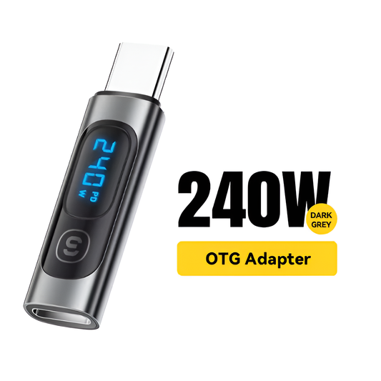 Essager 240W USB-C Adapter with Digital Display, OTG, 100W PD – Type-C to C