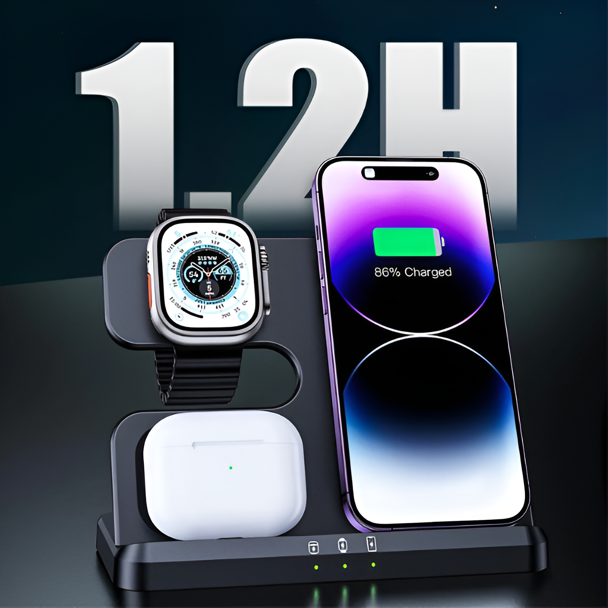 JARGOU 3-in-1 Wireless Charging Station for iPhone, Apple Watch & AirPods Mobile Arcade Ltd