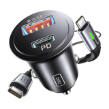 INIU 60W Car Charger – USB Cigarette Lighter Adapter + 1m 100W USB-C Cable