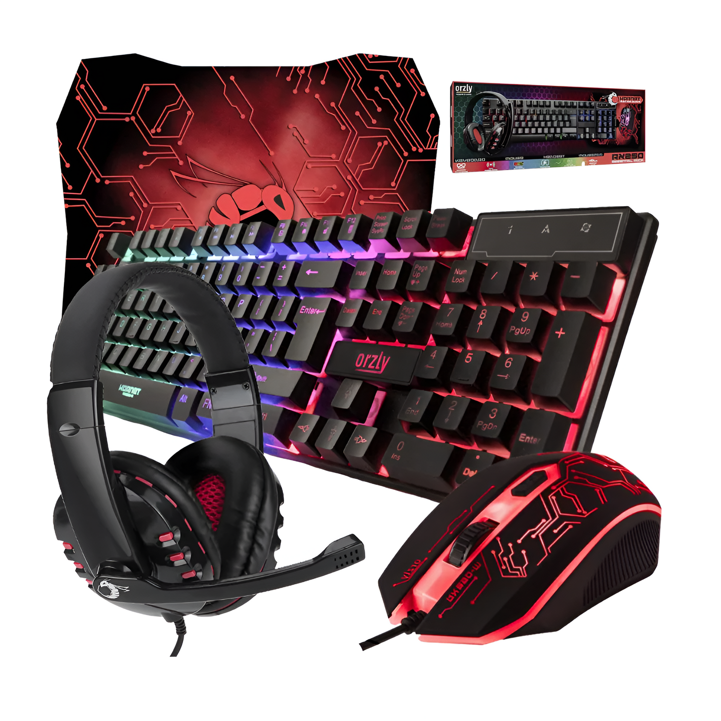 4 in 1 Gaming Bundle RGB Keyboard, Mouse, Headset & Mouse Pad for PC/Console