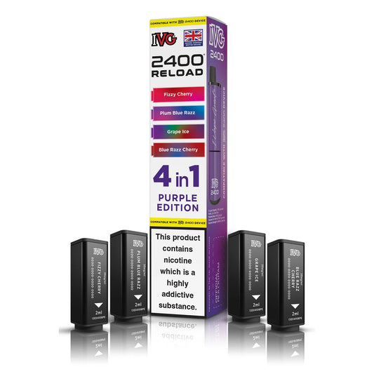 IVG 2400 4 In 1 Purple Edition Reload Pods – Rich Berry & Grape Blends Mobile Arcade Ltd