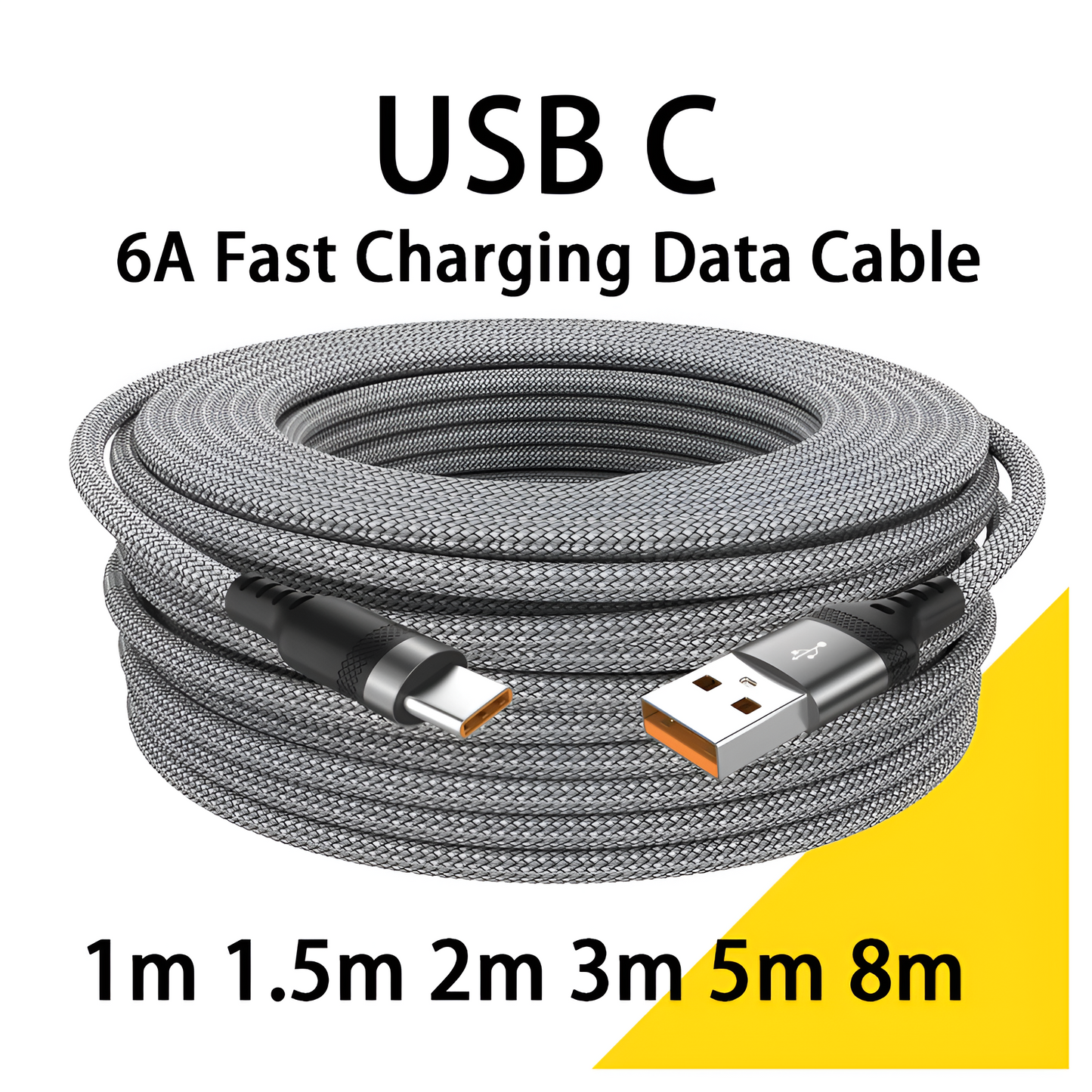 USB Type-C 6A Super Fast Charging Cable 1m–8m For Huawei, Xiaomi & More