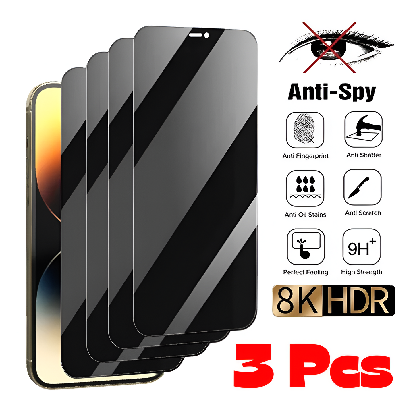 4PCS Privacy Screen Protector For iPhone 14/15/13/12/11 Pro Max & Mini Mobile Arcade Ltd