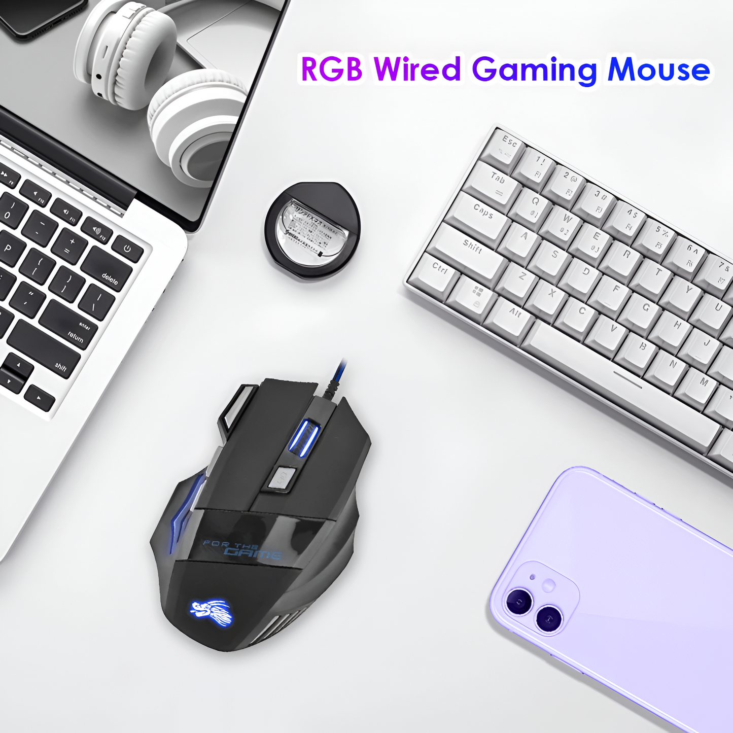 USB Wired Gaming Mouse 5500 DPI 7-Button Backlit Ergonomic Optical Mouse Mobile Arcade Ltd