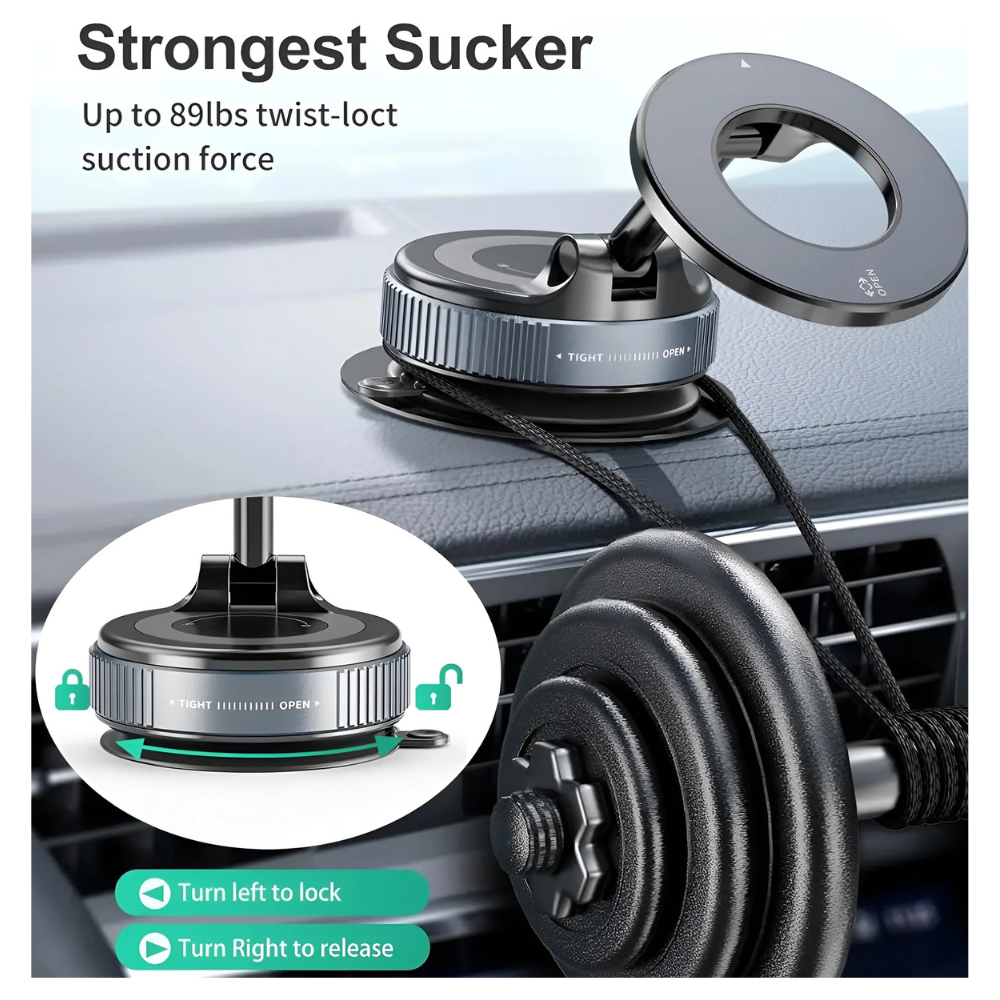 360° Vacuum Magnetic Car Phone Holder for MagSafe – Adjustable & Retractable Mobile Arcade Ltd