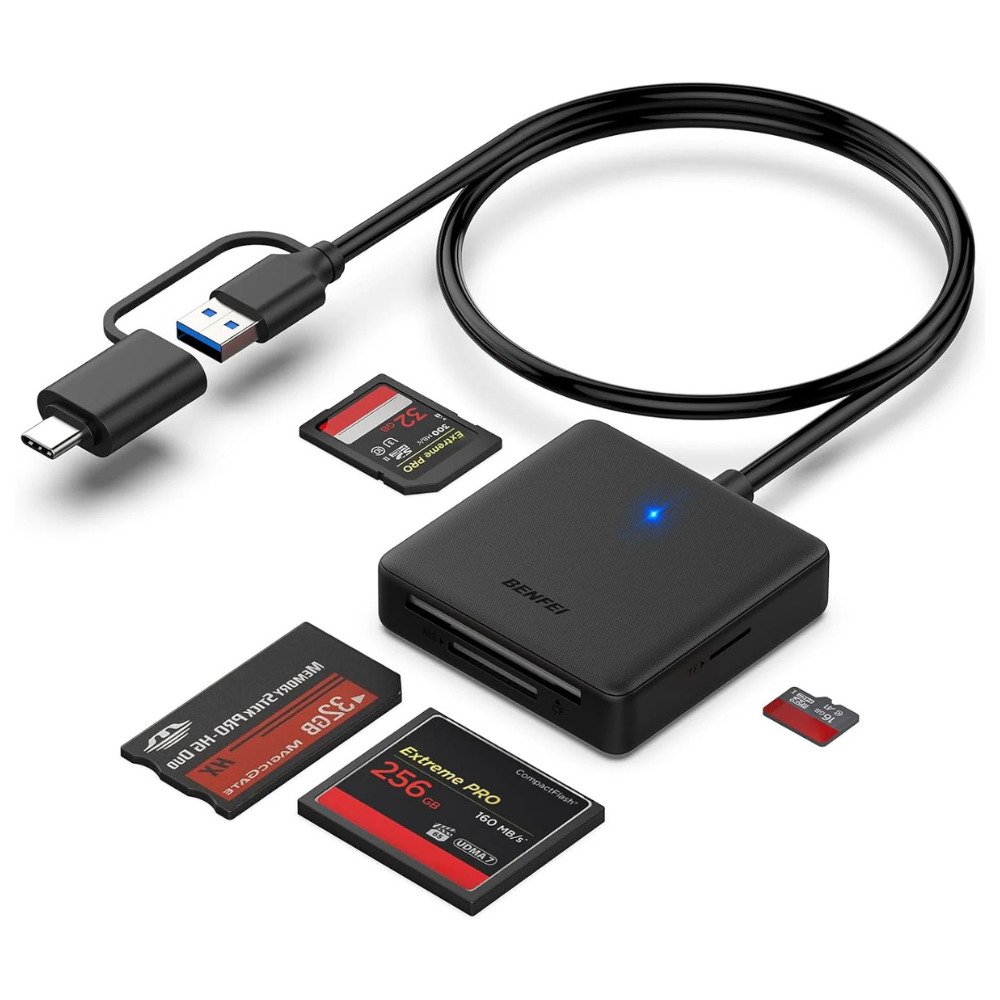 BENFEI 4-in-1 USB 3.0 & USB-C Memory Card Reader for SD, MicroSD, C,F MS Cards Mobile Arcade Ltd