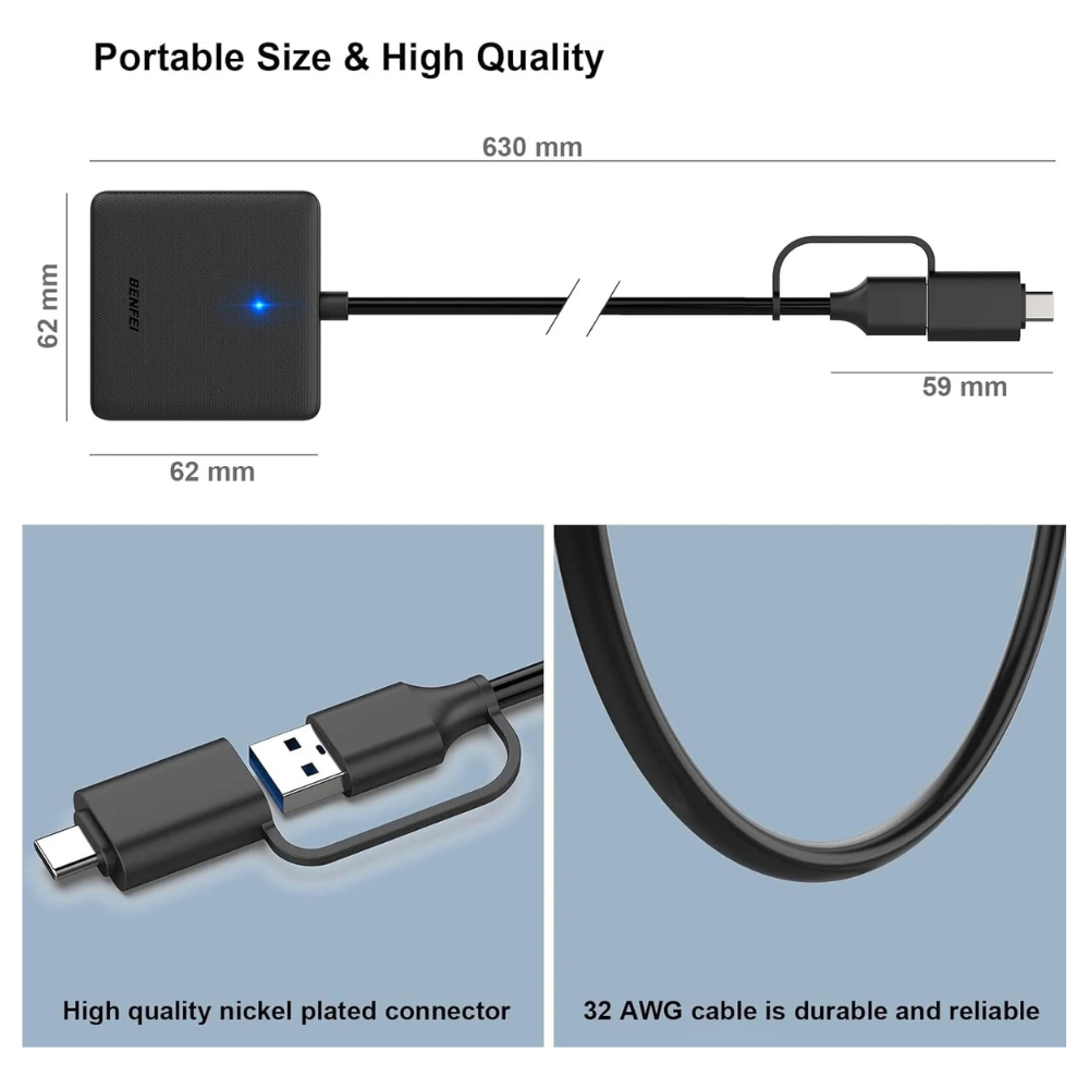 BENFEI 4-in-1 USB 3.0 & USB-C Memory Card Reader for SD, MicroSD, C,F MS Cards Mobile Arcade Ltd